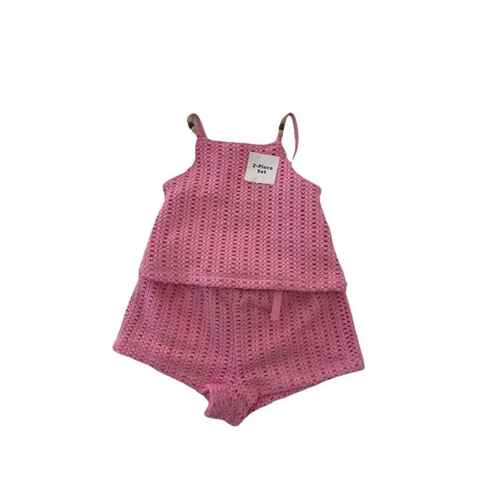 Old Navy Cotton‎ Crochet Short Set  Pink Size 12-18m H89